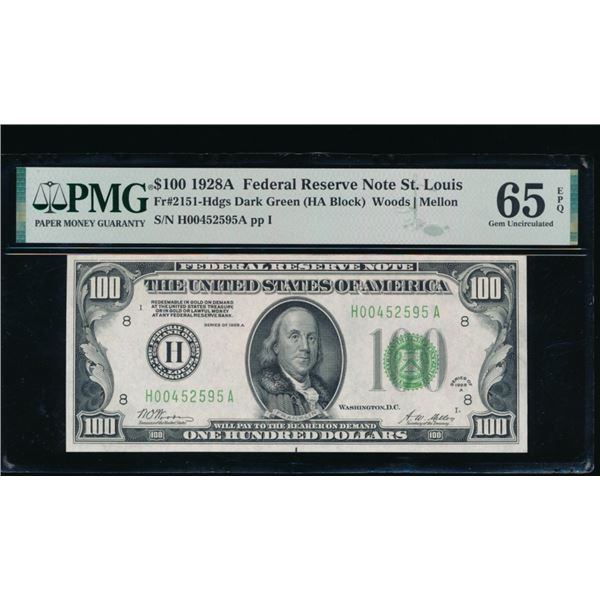 1928A $100 St Louis FRN PMG 65EPQ