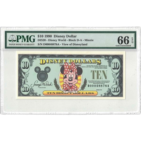 1990 $10 Disney Dollar PMG 66EPQ