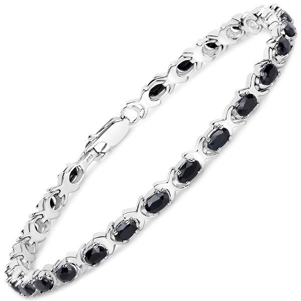 Rhodium Plated 8.75ctw Black Sapphire Bracelet