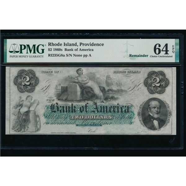 1860's $2 Providence RI Obsolete Note PMG 64EPQ