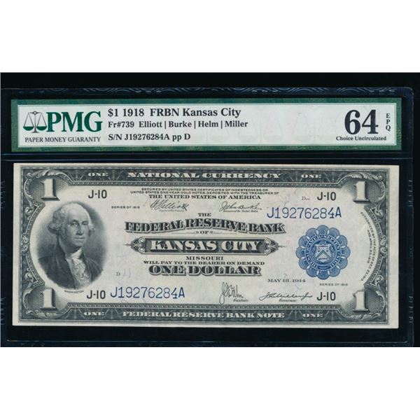1918 $1 Kansas City FRBN PMG 64EPQ