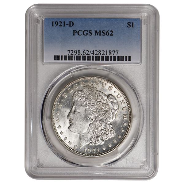 1921-D $1 Morgan Silver Dollar PCGS MS62