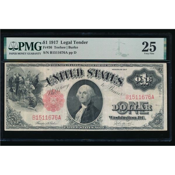 1917 $1 Legal Tender Note PMG 25