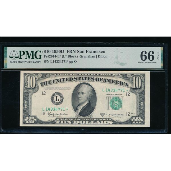 1950D $10 STAR San Francisco FRN PMG 66EPQ