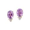 Image 1 : Plated 18KT Yellow Gold 2.95ctw Amethyst and Diamond Earrings