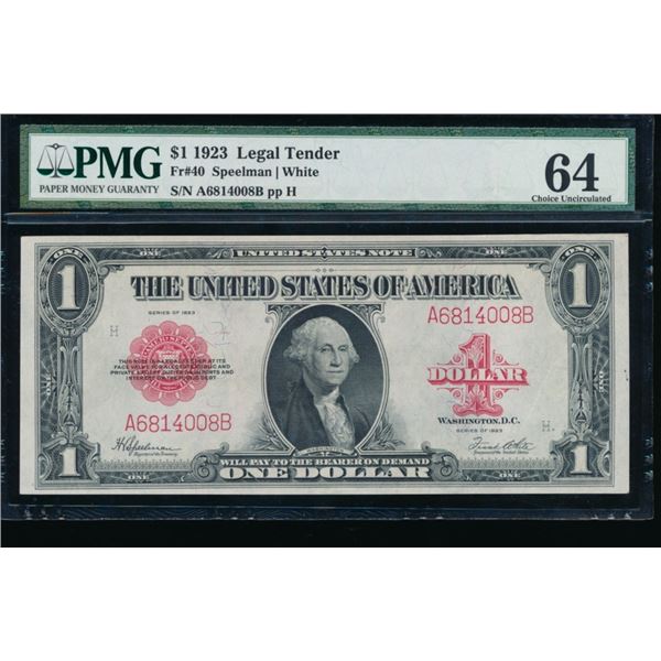 1923 $1 Legal Tender Note PMG 64