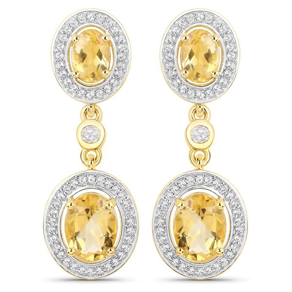 Plated 18KT Yellow Gold 5.00ctw Citrine and Topaz Earrings