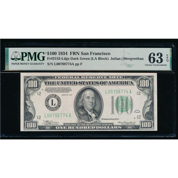 1934 $100 San Francisco FRN PMG 63EPQ