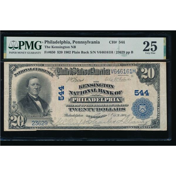1902 $20 Philadelphia PA National PMG 25
