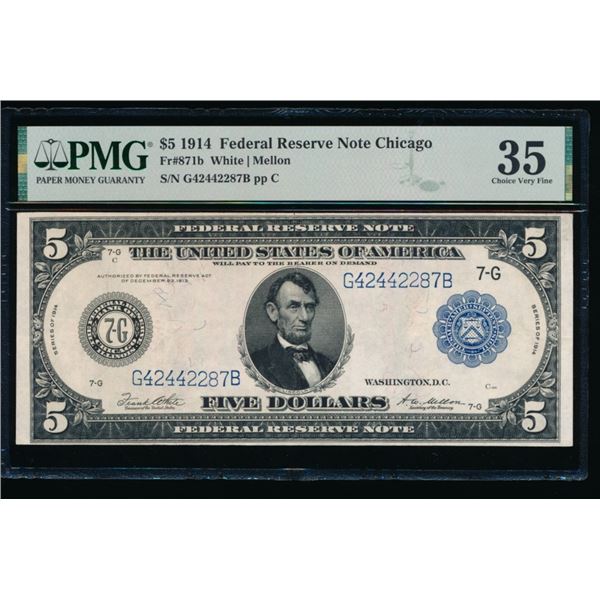 1914 $5 Chicago FRN PMG 35
