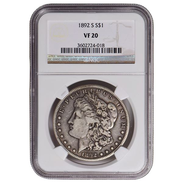 1892-S $1 Morgan Silver Dollar NGC VF20