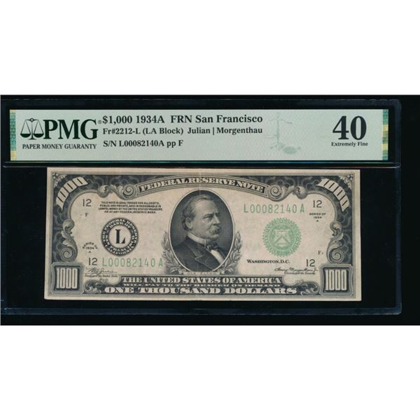 1934A $1000 San Francisco FRN PMG 40