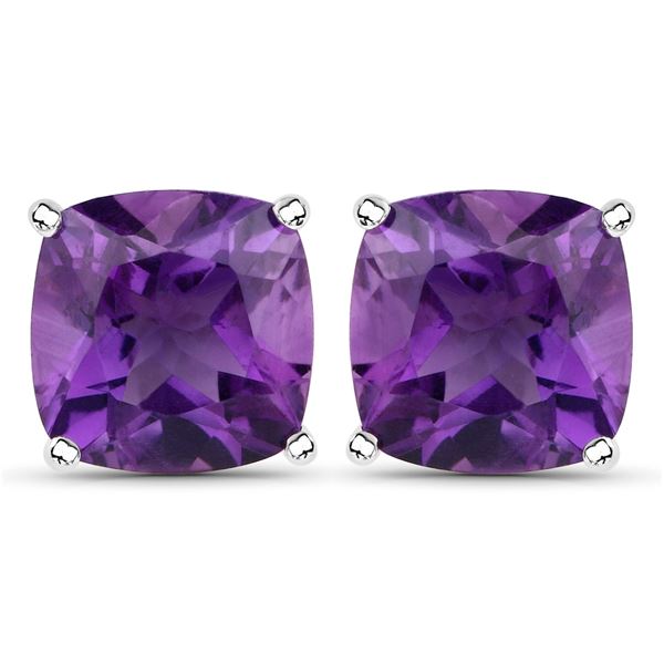 Plated Rhodium 5.20ctw Amethyst Earrings