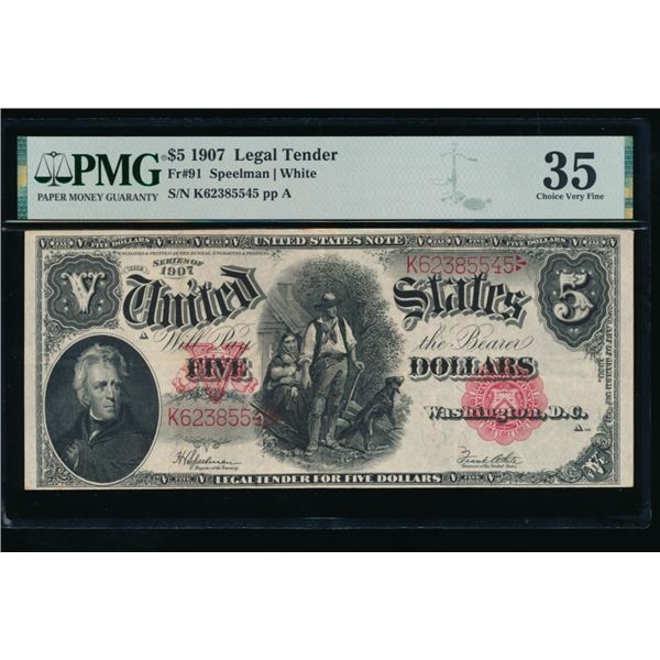 1907 $5 Legal Tender Note PMG 35