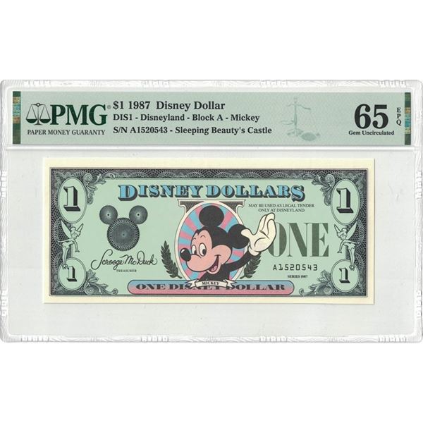 1987 $1 Disney Dollar PMG 65EPQ