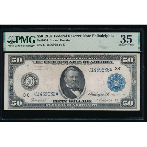 1914 $50 Philadelphia FRN PMG 35