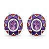 Image 1 : Plated Rhodium 2.30ctw Amethyst and Diamond Earrings