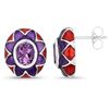 Image 2 : Plated Rhodium 2.30ctw Amethyst and Diamond Earrings