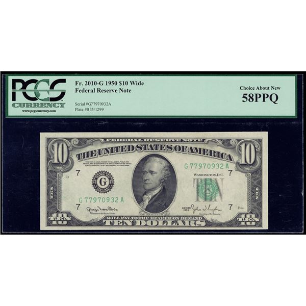 1950 $10 Chicago FRN PCGS 58PPQ