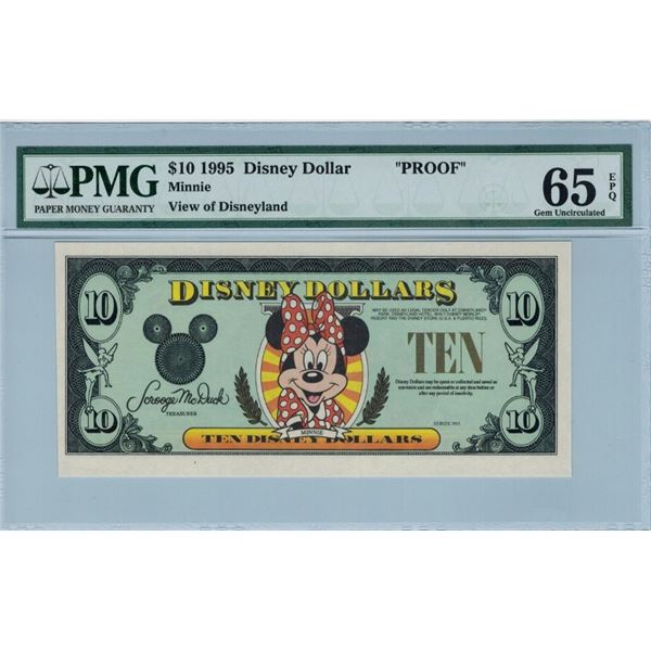 1995 $10 Minnie Proof Disney Dollar PMG 65EPQ