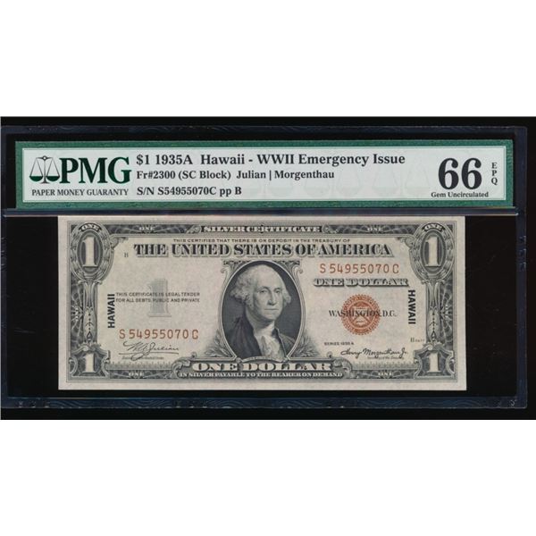 1935A $1 Hawaii Silver Certificate PMG 66EPQ