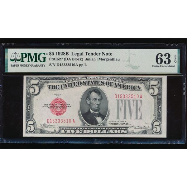 1928B $5 Legal Tender Note PMG 63EPQ