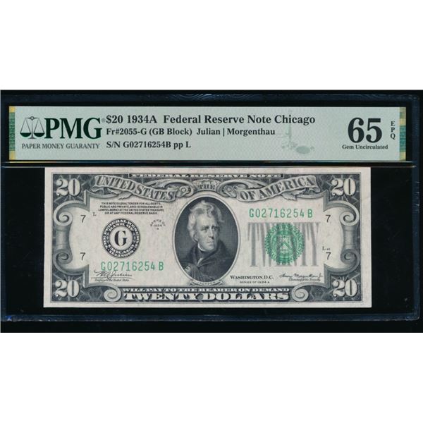 1934A $20 Chicago FRN PMG 65EPQ