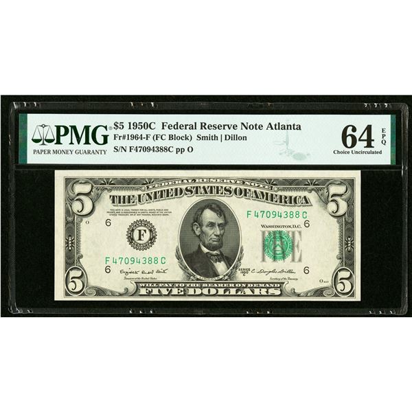 1950C $5 Atlanta FRN PMG 64EPQ