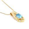 Image 2 : Plated 18KT Yellow Gold 6.00ctw Blue and White Topaz Pendant with Chain