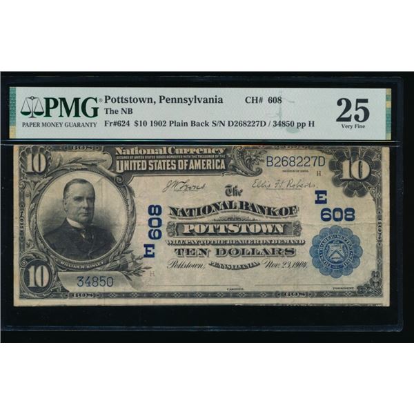 1902 $10 Pottstown PA National PMG 25