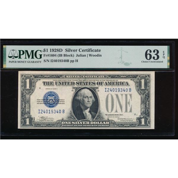 1928D $1 Silver Certificate PMG 63EPQ