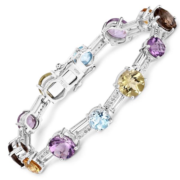 Plated Rhodium 26.74ctw Multi Color Gemstone Bracelet