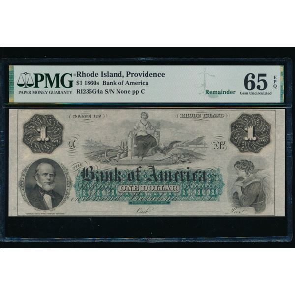 1860's $1 Providence RI Obsolete Note PMG 65EPQ
