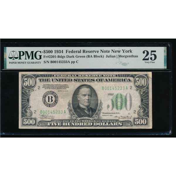 1934 $500 New York FRN PMG 25
