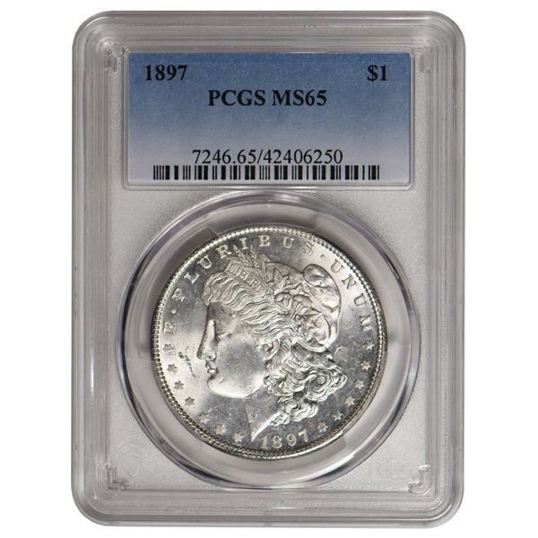 1897 $1 Morgan Silver Dollar PCGS MS65