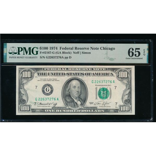 1974 $100 Chicago FRN PMG 65EPQ
