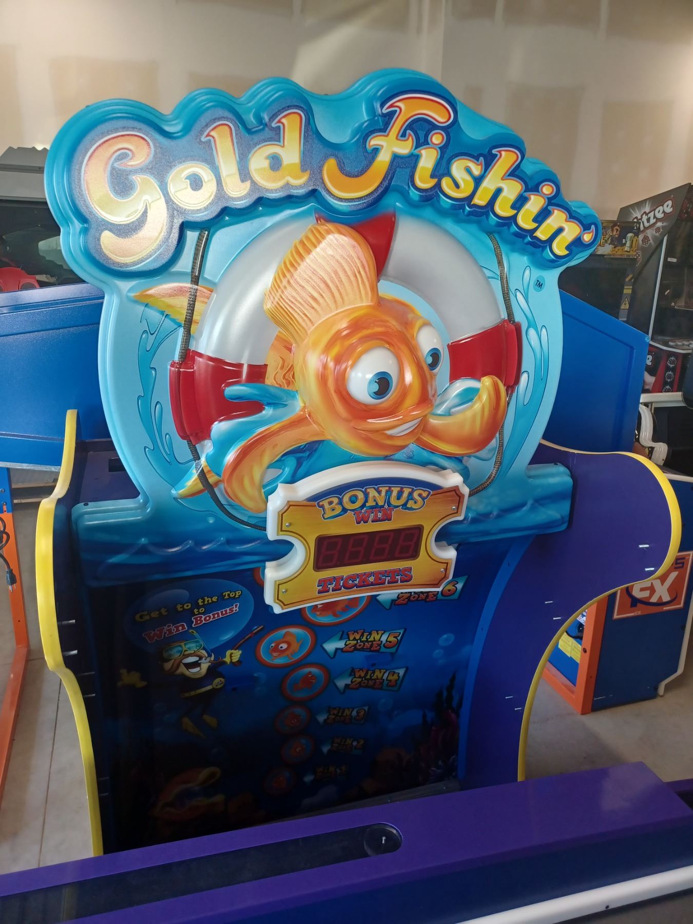 GOLD FISHING - ARCADE GAME MACHINE (MODEL#: GF1000X; S/N: GF-25574)