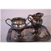 Image 4 : Silver Cream Sugar Set w/ Tray and Napkin Holder EPNS