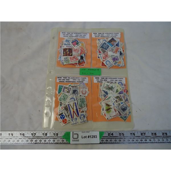 Plastic sleeve containing over 400 stamps