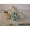 Image 1 : Ceramic Flower Ornament and (3) Pitchers