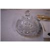 Image 2 : Crystal Butter Dish w/ Lid, Vintage Kid’s Shoes + Misc