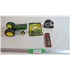 John Deere Tractor (missing front rubber), toy set + Roughriders Tape Measure + Deutz Allis Combine 