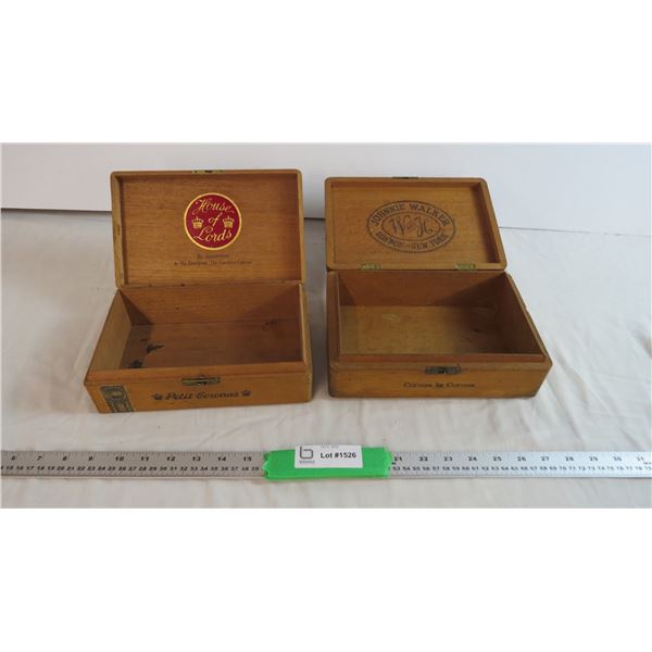 (2) Antique Cigar boxes (latching) - Johnnie Walker (Sept 1880?) + House of Lords (early 1900's?) - 