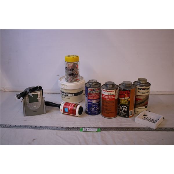 Radio-works, Vintage Fish Hooks, Drywall Filler, Rubber Guard