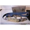 Image 2 : Metal Lunch Box, Leather Gloves, Battery Tester, Harness Strap (untested)