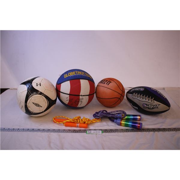 (4) assorted Balls + (2) Jump Ropes