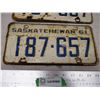 Image 3 : Pair 1961 License plates Saskatchewan