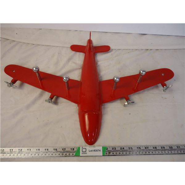Red Airplane Metal Key Holder - Bodnarus Auctioneering
