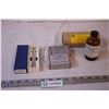 1956 Emergency Health Services Glass Syringe, (2) Bars of Surgical Soap, and Bottle of Medicine