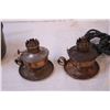 Image 3 : (2) Antique Hand Held Kerosene Lamps, Antique Iron w/ Bottle + Pot